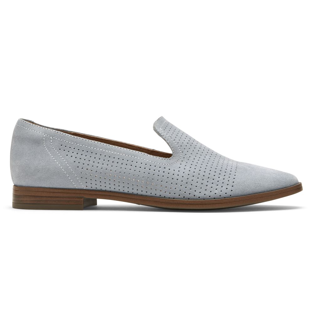 Rockport Women's Perpetua Perforated Loafers - Blue - USA (9230GJKMH)